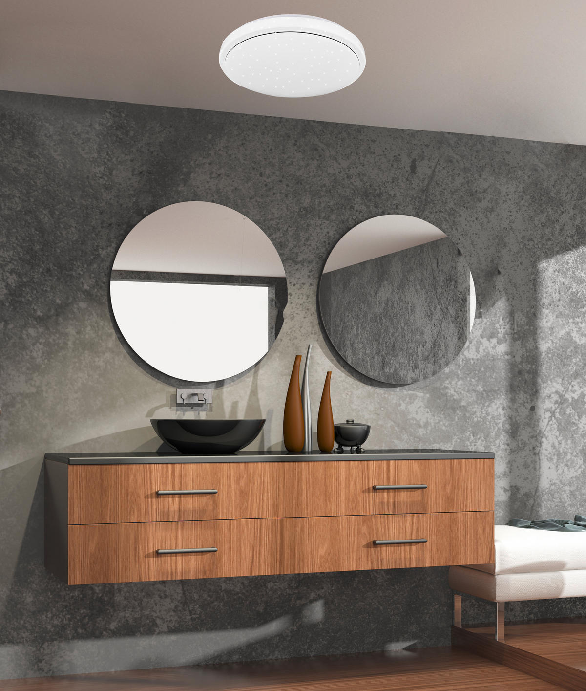 LED-TAKLAMPA Jasper 49/49/10 cm  - vit, Klassisk, metall/plast (49/49/10cm)