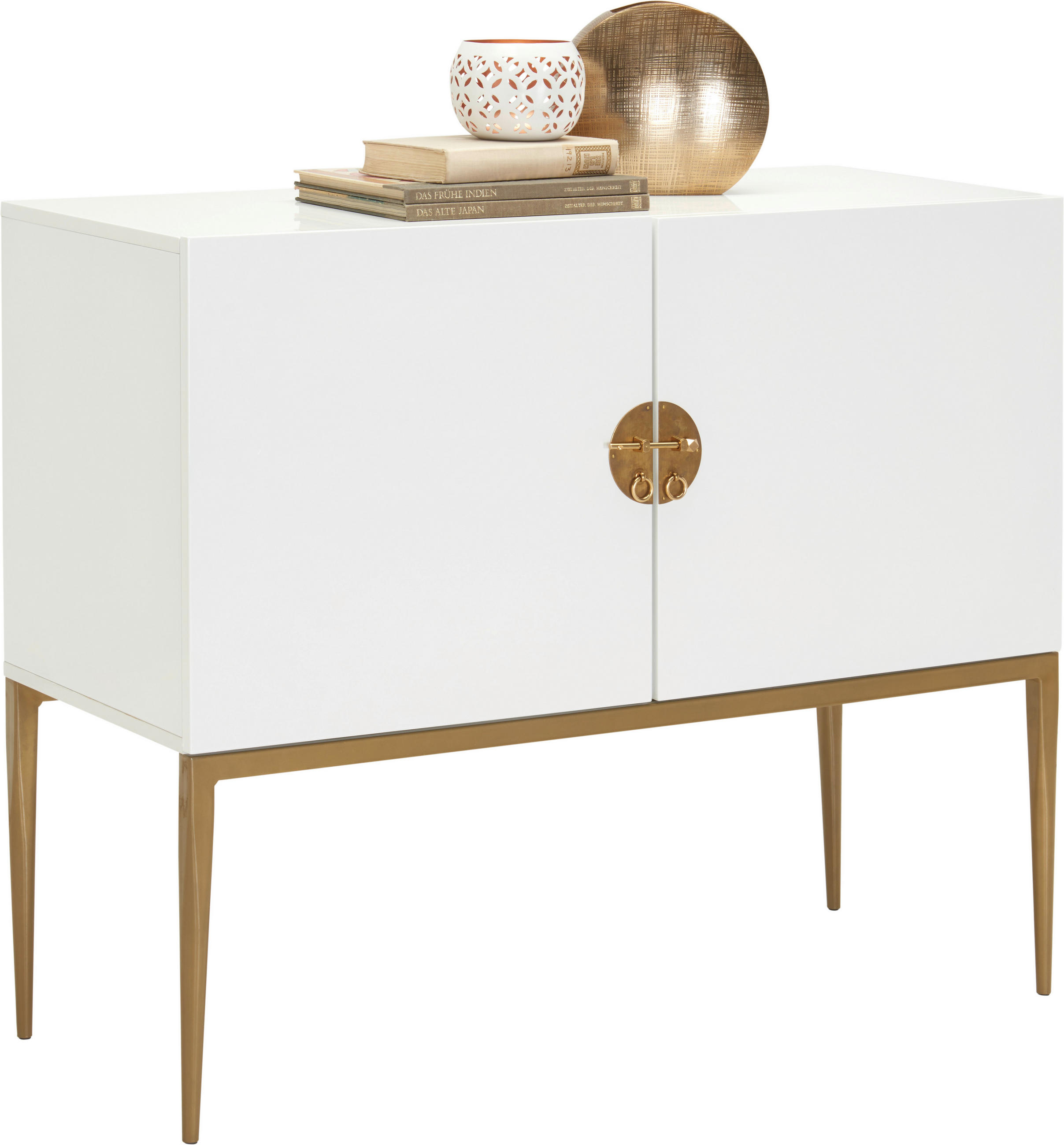 KOMMODE Weiß, Bronzefarben - Weiß/Bronzefarben, Design, Metall (100/85/40cm) - Carryhome