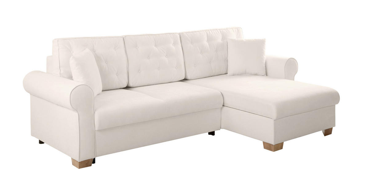 ECKSOFA Arles Creme  - Buchefarben/Creme, Design, Holz/Textil (266/161cm) - MID.YOU