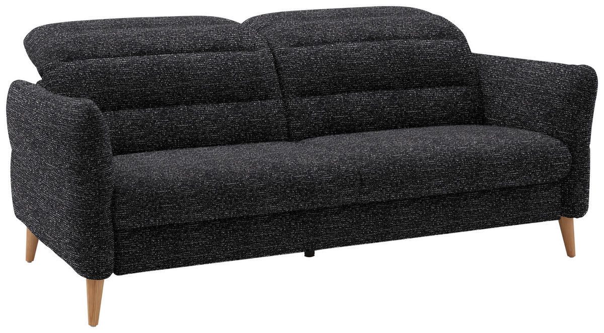 2-SITZER-SOFA in Webstoff Schwarz  - Eiche Bianco/Schwarz, Design, Holz/Textil (192-220/85-106/98-112cm) - Dieter Knoll