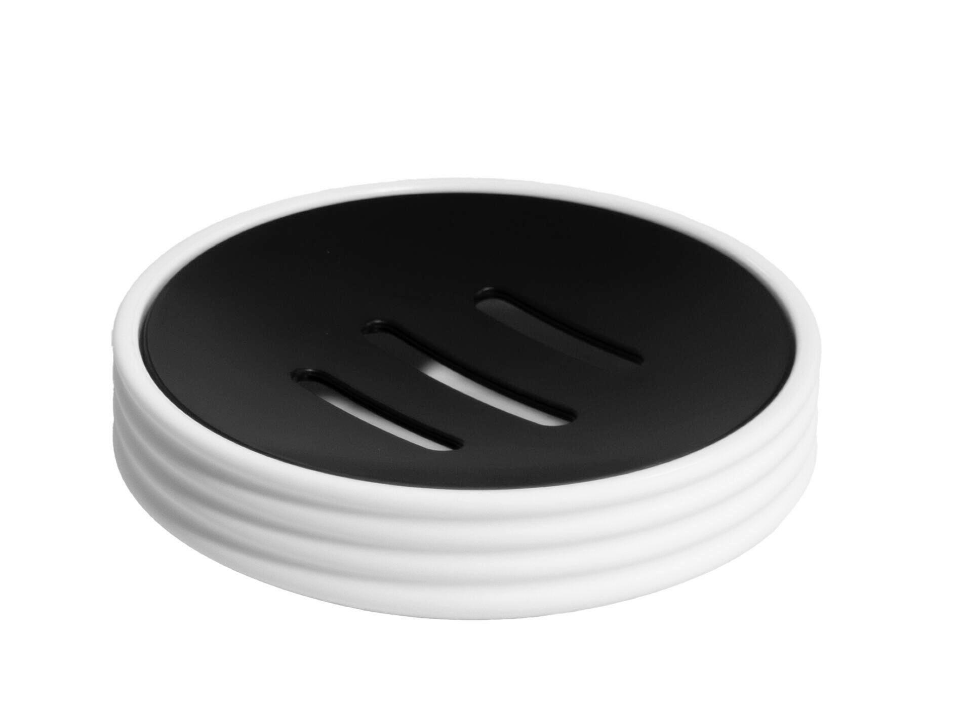 SEIFENSCHALE Kunststoff  - Schwarz/Weiß, Basics, Kunststoff (11/3cm)
