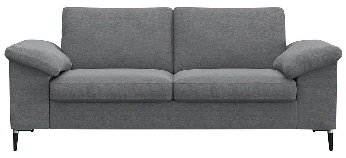 2-SITZER-SOFA Flachgewebe Grau  - Schwarz/Alufarben, Design, Textil/Metall (176/84,5/92cm) - Livetastic