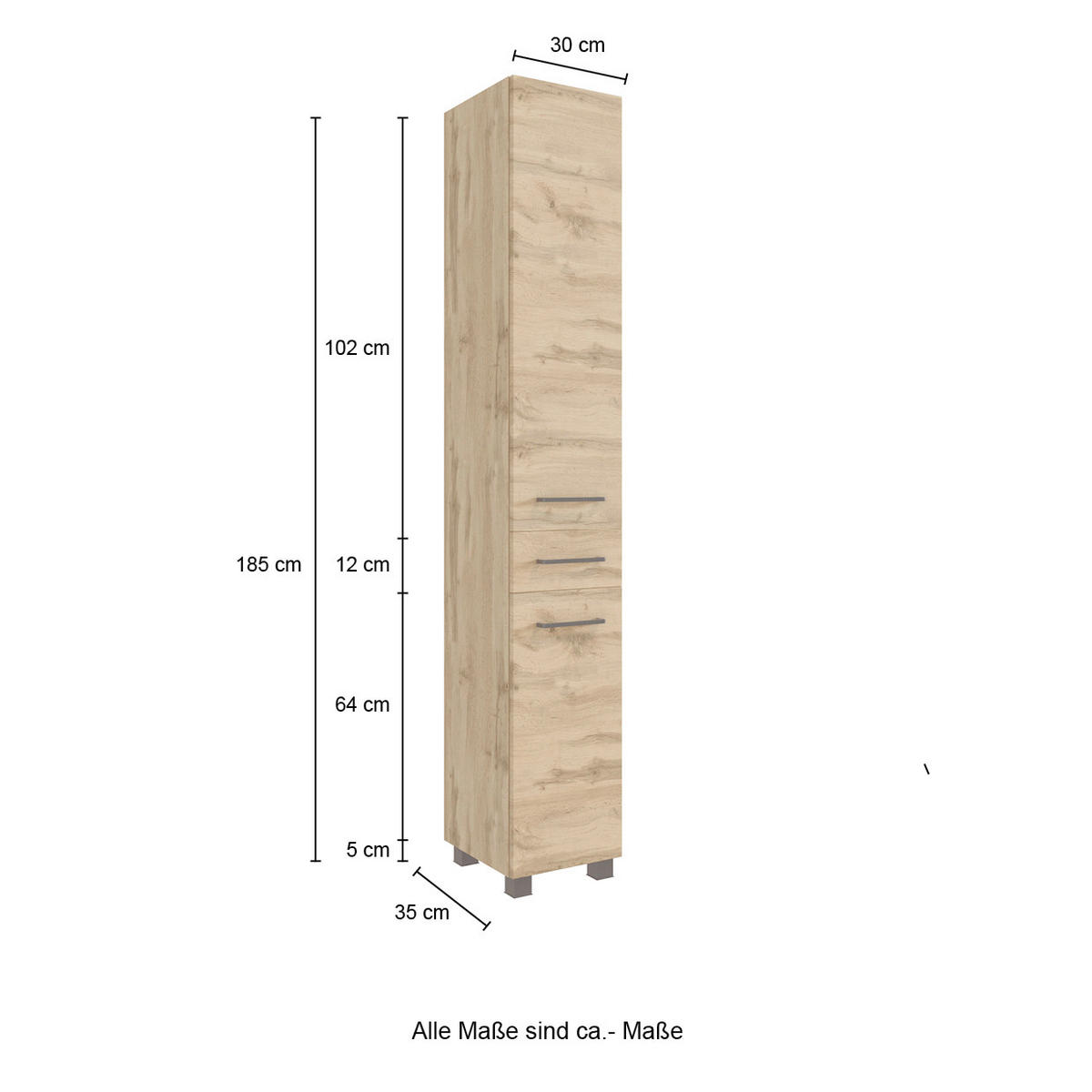 BADEZIMMER  in 120 cm  - Eichefarben, MODERN, Holzwerkstoff (120cm) - Held