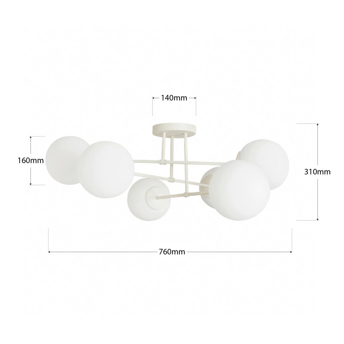 DECKENLEUCHTE    76/76/31 cm  - Creme/Weiß, KONVENTIONELL, Glas/Metall (76/76/31cm)