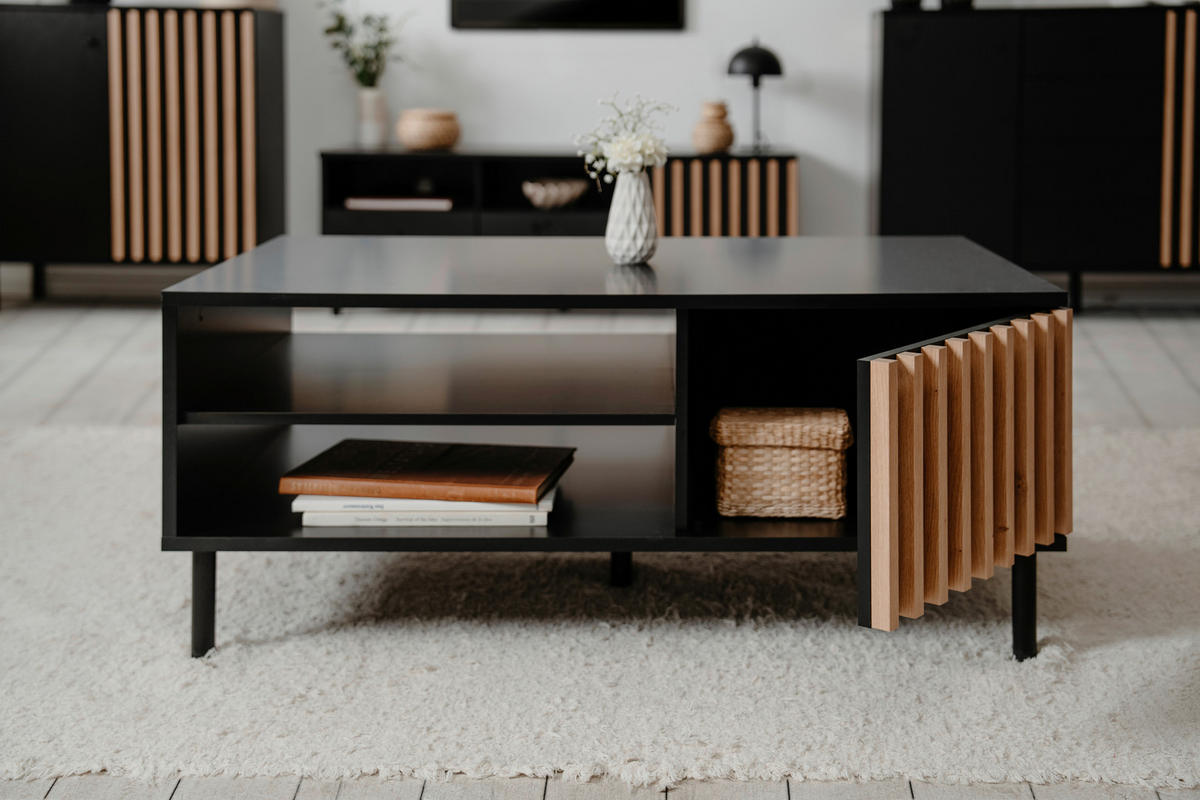 COUCHTISCH in Holzwerkstoff 110,5/67/47 cm  - Schwarz/Eiche Artisan, Design, Holzwerkstoff/Metall (110,5/67/47cm) - Livetastic