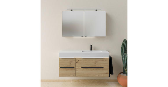 WASCHTISCHKOMBI 127 cm  - Schwarz/Weiß, KONVENTIONELL, Holzwerkstoff/Stein (127cm) - Dieter Knoll