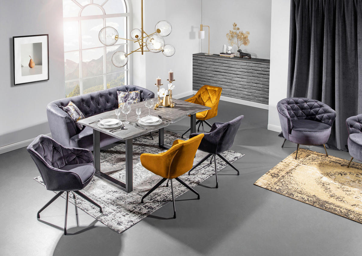 ESSTISCH in Holz 160/90/76 cm  - Schwarz/Grau, ROMANTIK / LANDHAUS, Holz/Metall (160/90/76cm) - Landscape