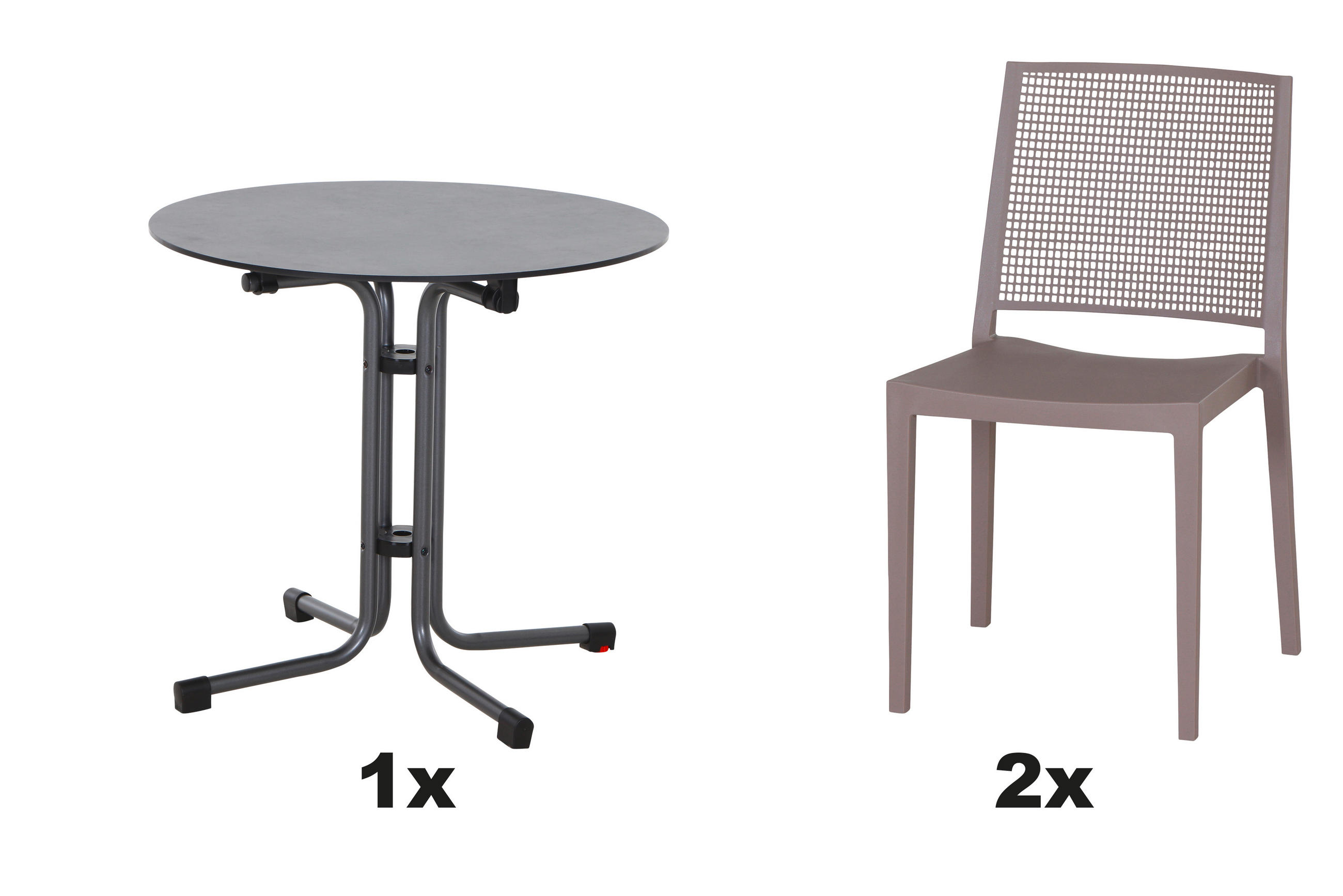 GARTENGARNITUR 3-teilig  - Taupe/Anthrazit, Basics, Kunststoff/Metall (80/80/80cm) - Siena Garden