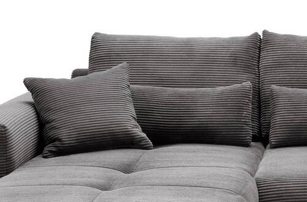 ECKSOFA in Cord Grau  - Chromfarben/Grau, Modern, Holz/Textil (188/302cm) - MID.YOU