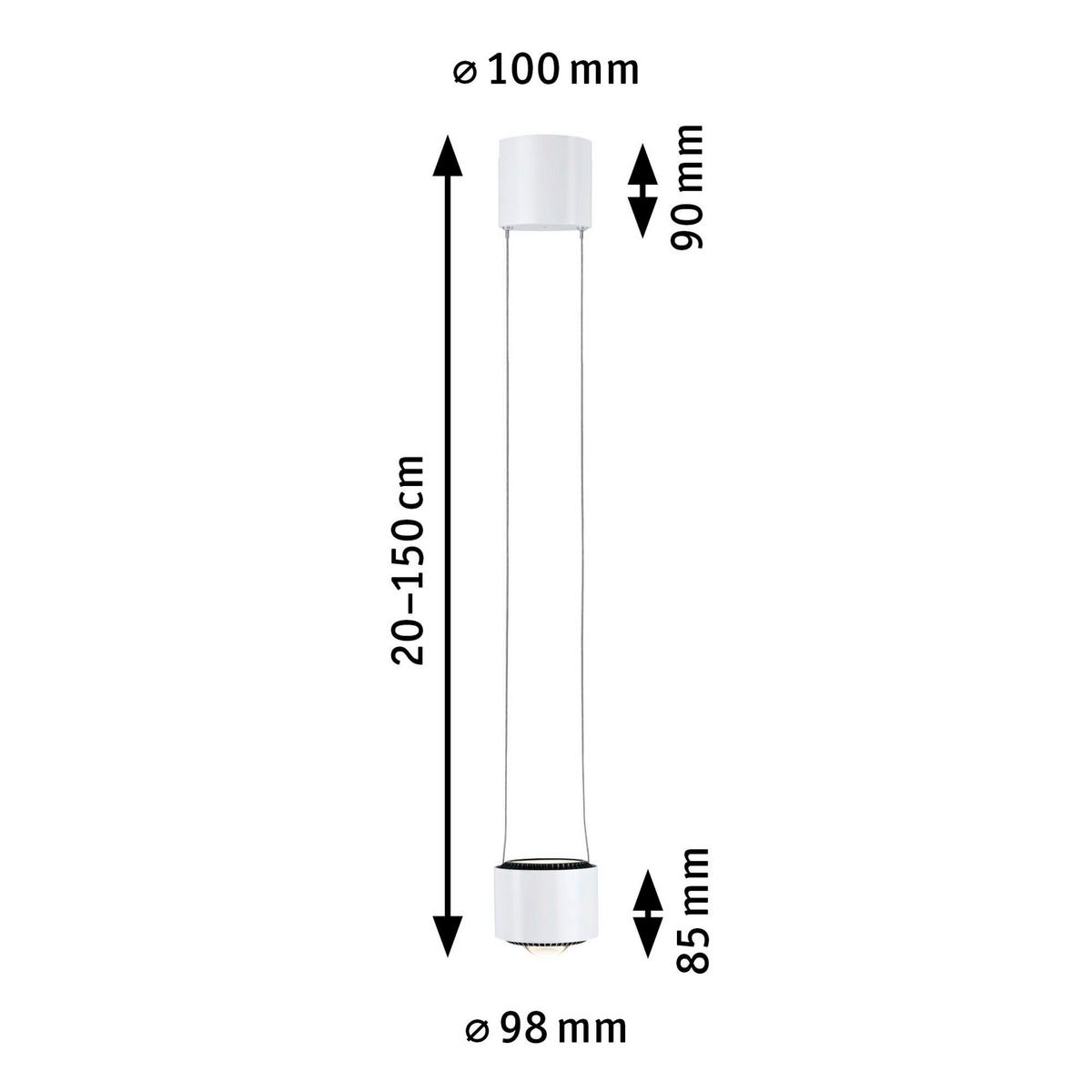 SCHIENENSYSTEM-HÄNGELEUCHTE - Basics (20-150/9,8/8,5cm) - Paulmann
