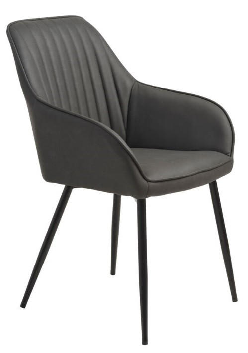 STOL MED ARMSTÖD läderimitation  - svart, Design, metall/textil (58/84/59,5cm) - Niels Andersson