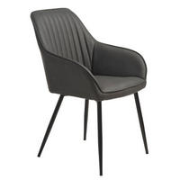 STOL MED ARMSTÖD läderimitation  - svart, Design, metall/textil (58/84/59,5cm) - Niels Andersson