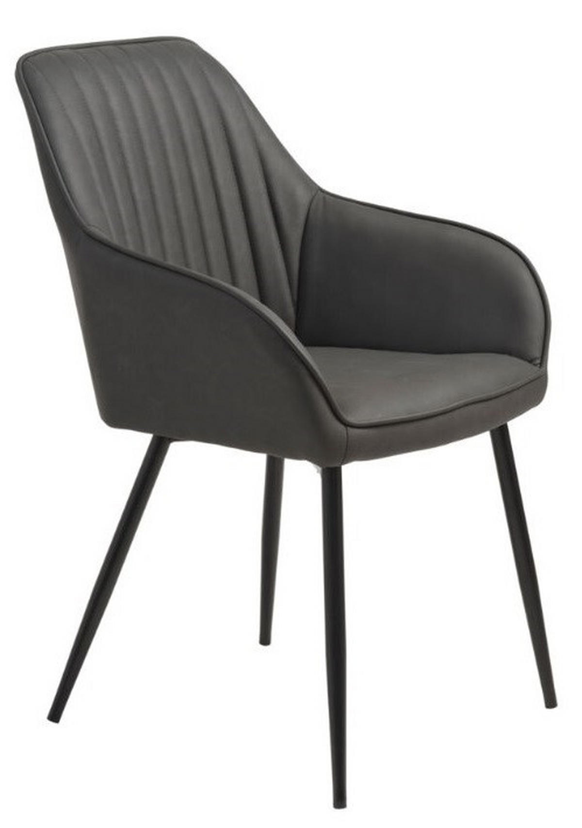 STOL MED ARMSTÖD läderimitation  - svart, Design, metall/textil (58/84/59,5cm) - Niels Andersson