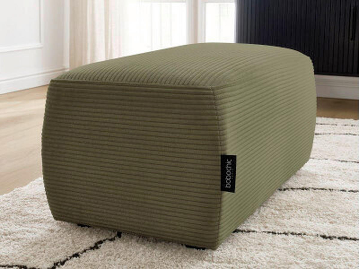 HOCKER ATILLA Cord Hellgrün  - Schwarz/Hellgrün, MODERN, Kunststoff/Textil (92/44/48cm)