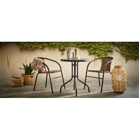 GARTENSET Stahl  - Anthrazit/Braun, LIFESTYLE, Glas/Kunststoff - Xora