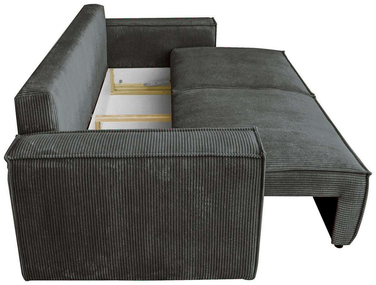 SCHLAFSOFA Cord Graphitfarben  - Schwarz/Graphitfarben, KONVENTIONELL, Kunststoff/Textil (240/89/100cm) - Carryhome