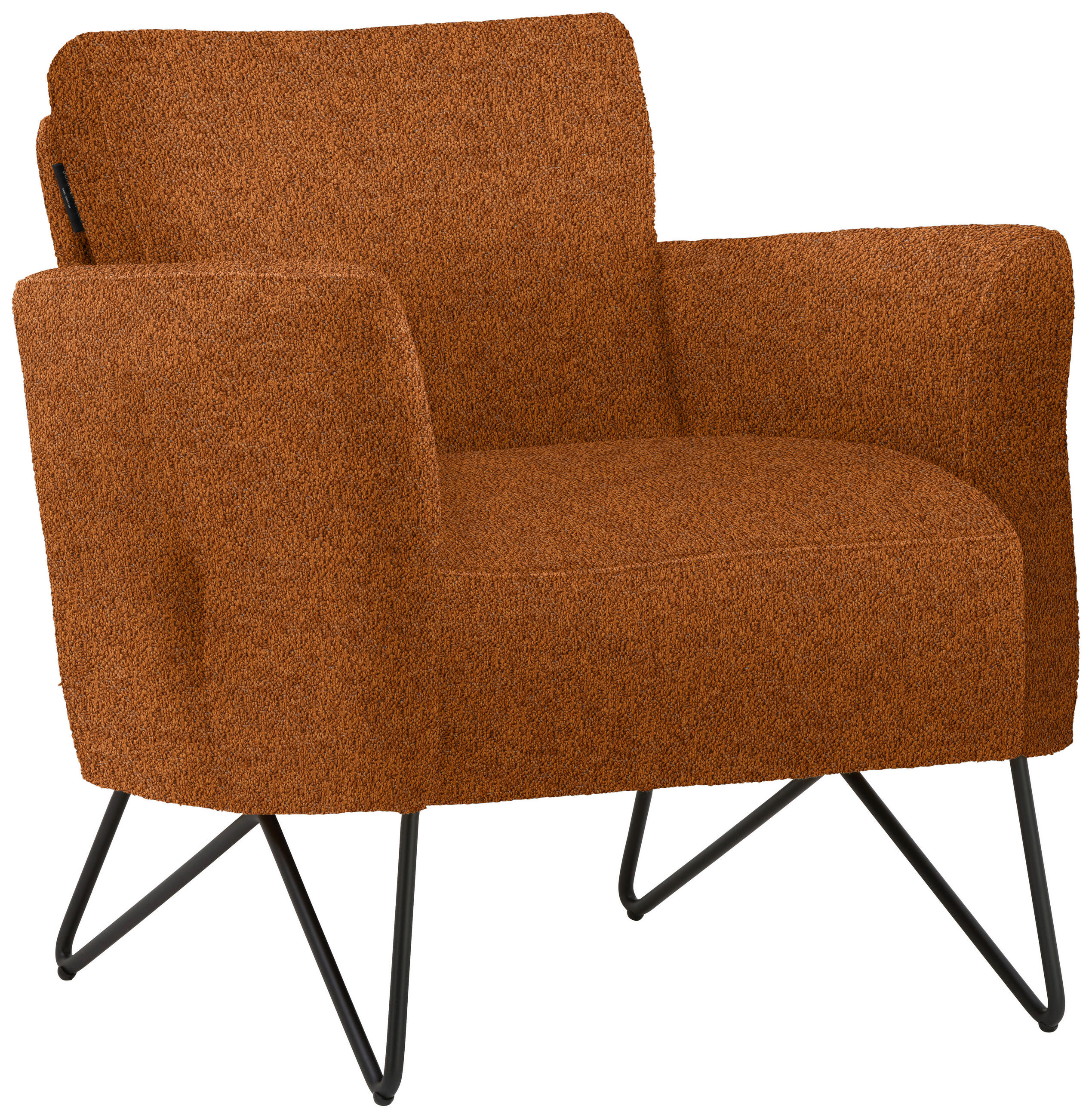 SESSEL in Chenille, Mikrofaser Cognac  - Cognac/Schwarz, Design, Textil/Metall (68/78/76cm) - Johann Jakob