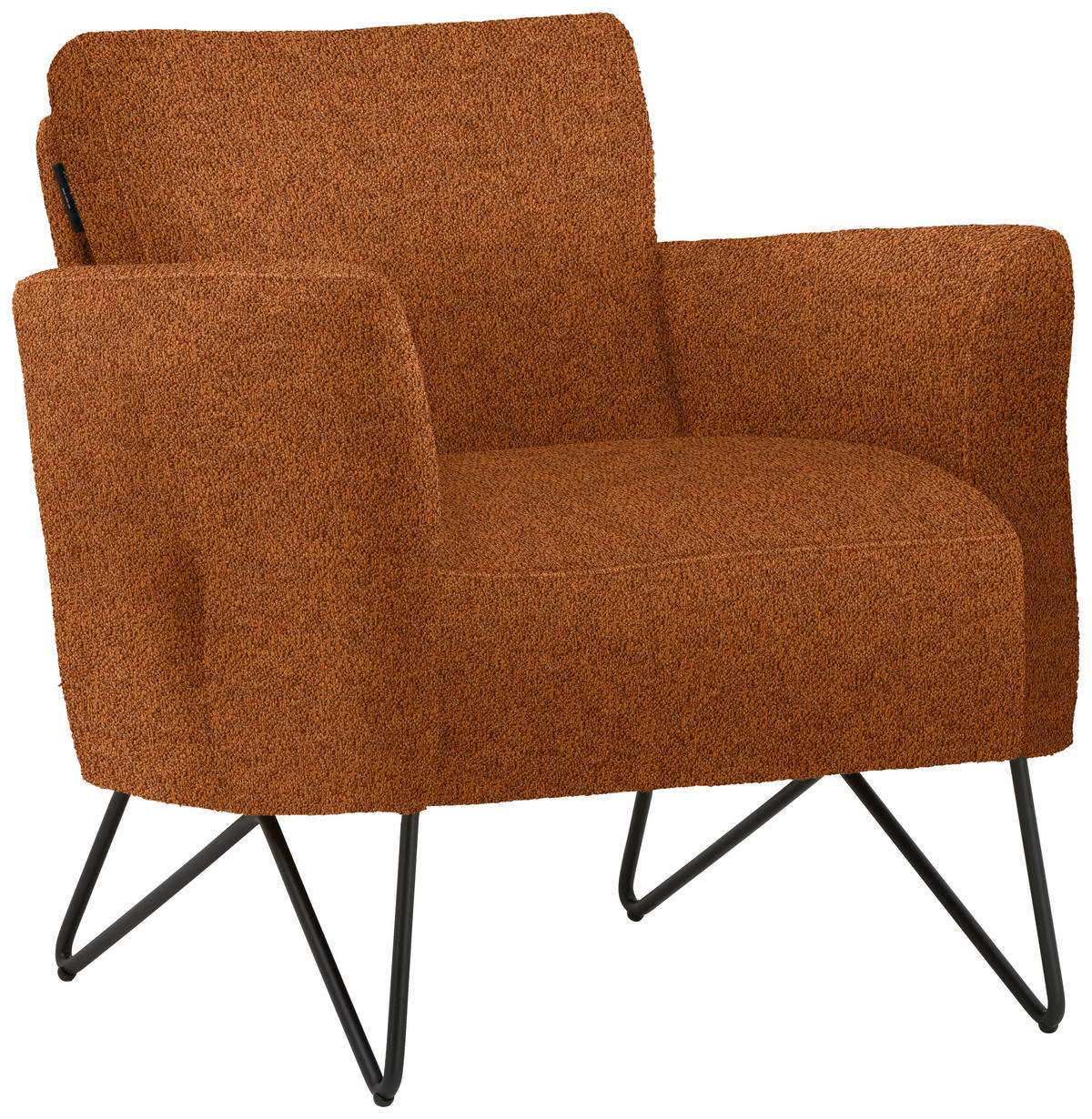 SESSEL in Chenille, Mikrofaser Cognac  - Cognac/Schwarz, Design, Textil/Metall (68/78/76cm) - Johann Jakob