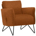 SESSEL in Chenille, Mikrofaser Cognac  - Cognac/Schwarz, Design, Textil/Metall (68/78/76cm) - Johann Jakob