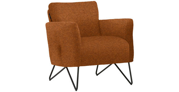 SESSEL in Chenille, Mikrofaser Cognac  - Cognac/Schwarz, Design, Textil/Metall (68/78/76cm) - Johann Jakob