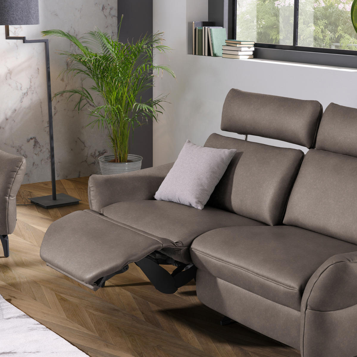 2-SITZER-SOFA in Leder Graubraun  - Anthrazit/Graubraun, Design, Leder/Metall (187/92/97cm) - Himolla Komfortklass