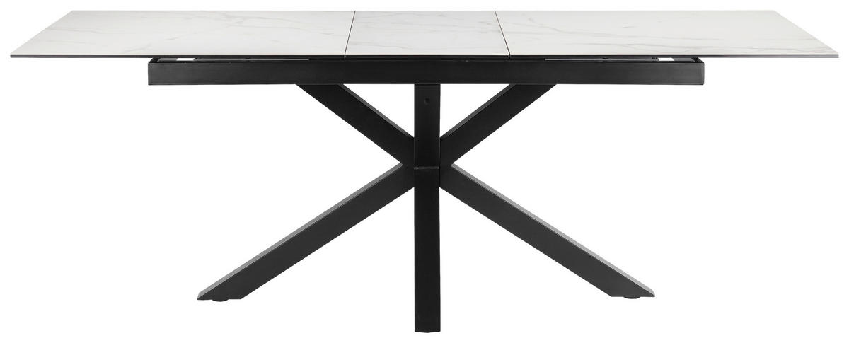 ESSTISCH 168-210/90/76 cm  Metall, Glas, Keramik ausziehbar rechteckig Schwarz, Weiß  - Schwarz/Weiß, MODERN, Glas/Keramik (168-210/90/76cm) - MID.YOU