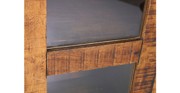 VITRINE  in massiv Mangoholz Naturfarben, Schwarz  - Schwarz/Naturfarben, KONVENTIONELL, Glas/Holz (100/190/45cm) - Landscape