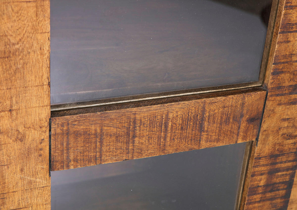 VITRINE in massiv Mangoholz Schwarz, Naturfarben  - Schwarz/Naturfarben, KONVENTIONELL, Glas/Holz (100/190/45cm) - Landscape