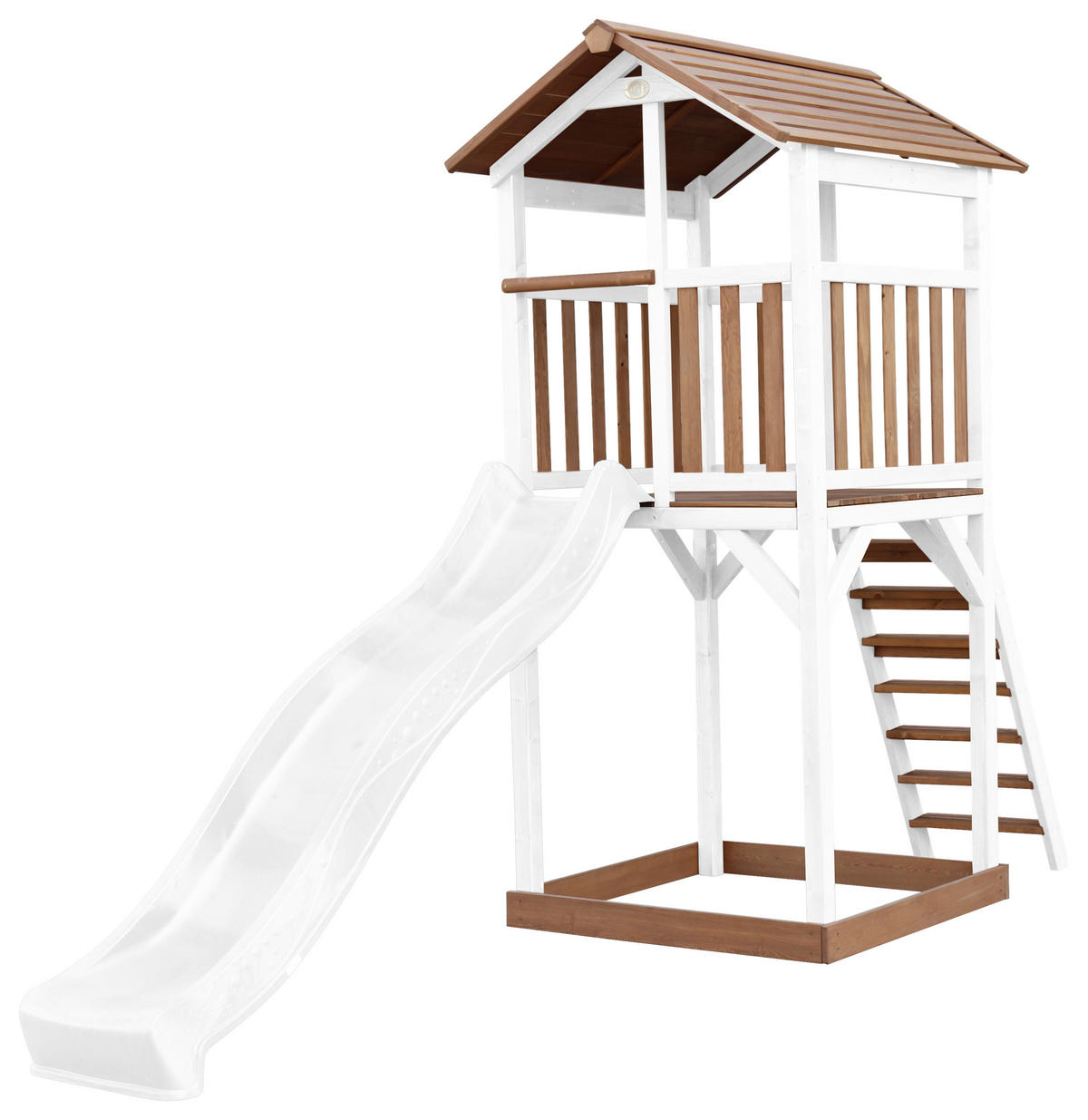 SPIELTURM 111,2/241,9/349 cm  - Weiss/Braun, Konventionell, Holz/Kunststoff (111,2/241,9/349cm)