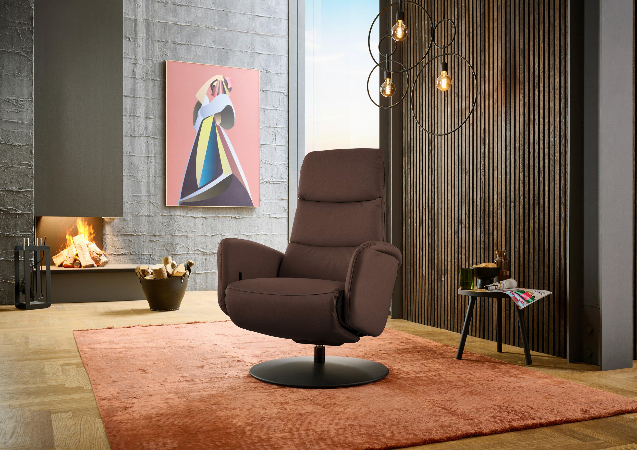 RELAXSESSEL in Leder Braun  - Schwarz/Braun, Design, Leder/Metall (76/108/86cm) - Dieter Knoll