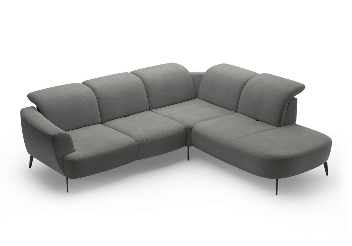ECKSOFA in Mikrofaser Schlammfarben  - Schlammfarben/Schwarz, Konventionell, Textil/Metall (300/267cm) - Sit & More