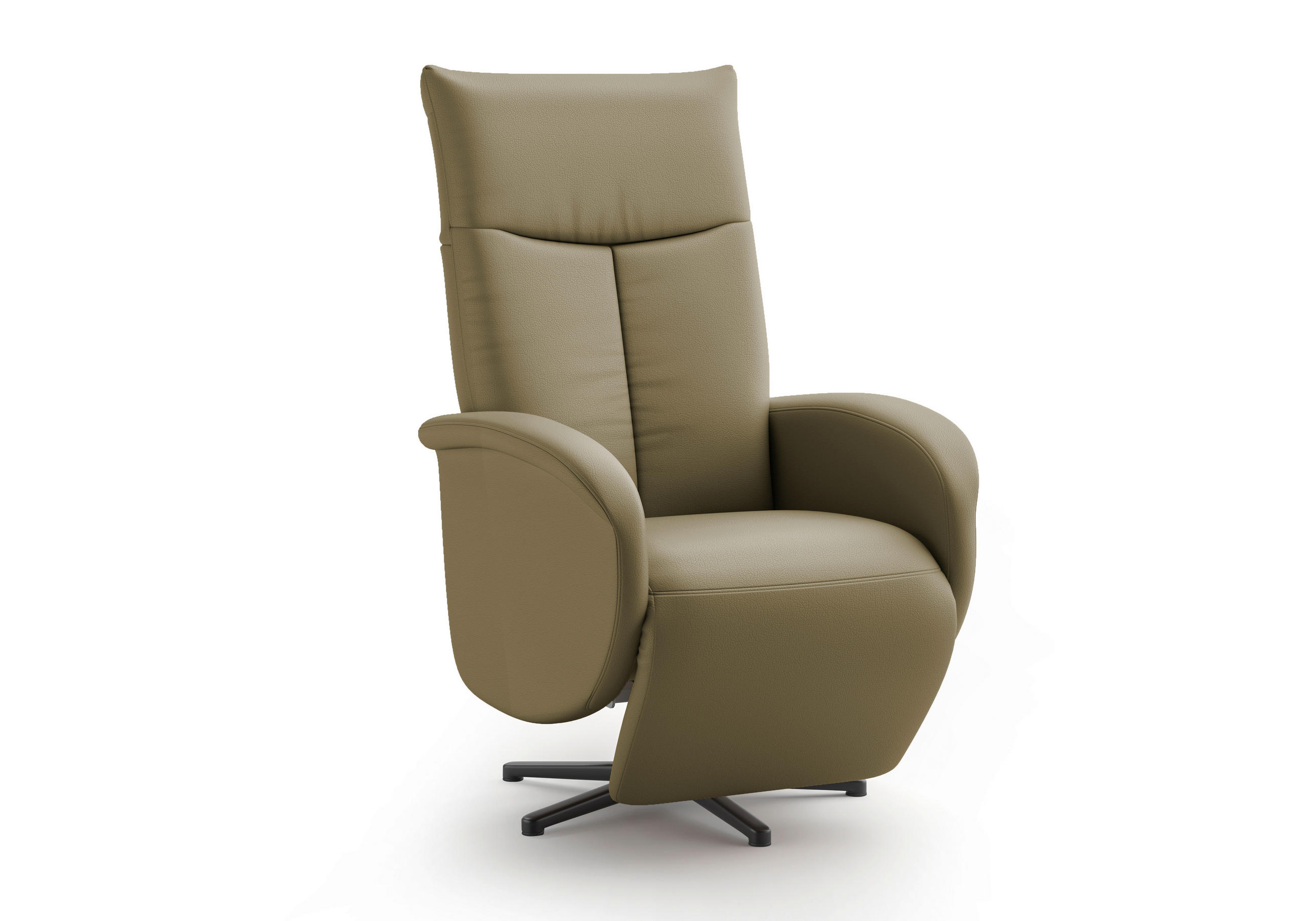 DREHSTUHL Olivgrün  - Schwarz/Olivgrün, MODERN, Leder/Metall (75/112/82cm) - Sit & More