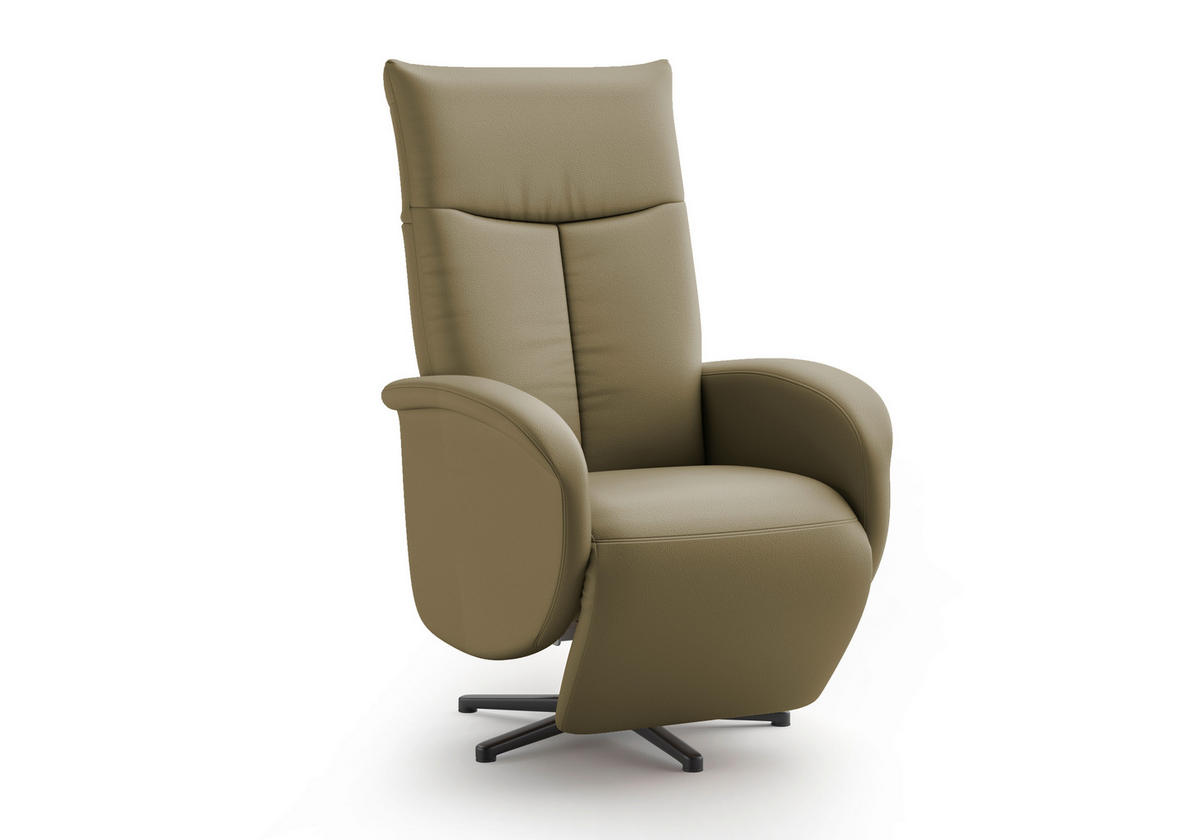 DREHSTUHL Olivgrün  - Schwarz/Olivgrün, MODERN, Leder/Metall (75/112/82cm) - Sit & More