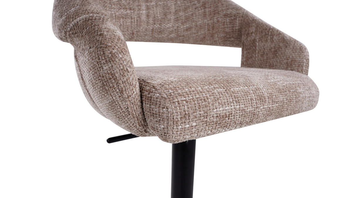 BARHOCKER in Metall, Textil Schwarz, Beige  - Beige/Schwarz, KONVENTIONELL, Textil/Metall (56,5/87-112/57,5cm) - Livetastic
