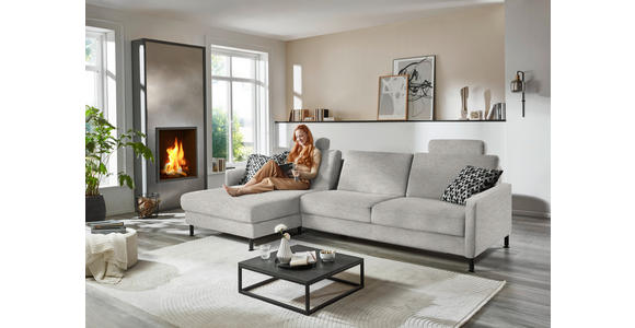 ECKSOFA  in Chenille, Flachgewebe Cappuccino  175/316 cm  - Schwarz/Cappuccino, Design, Textil/Metall (175/316cm) - Dieter Knoll