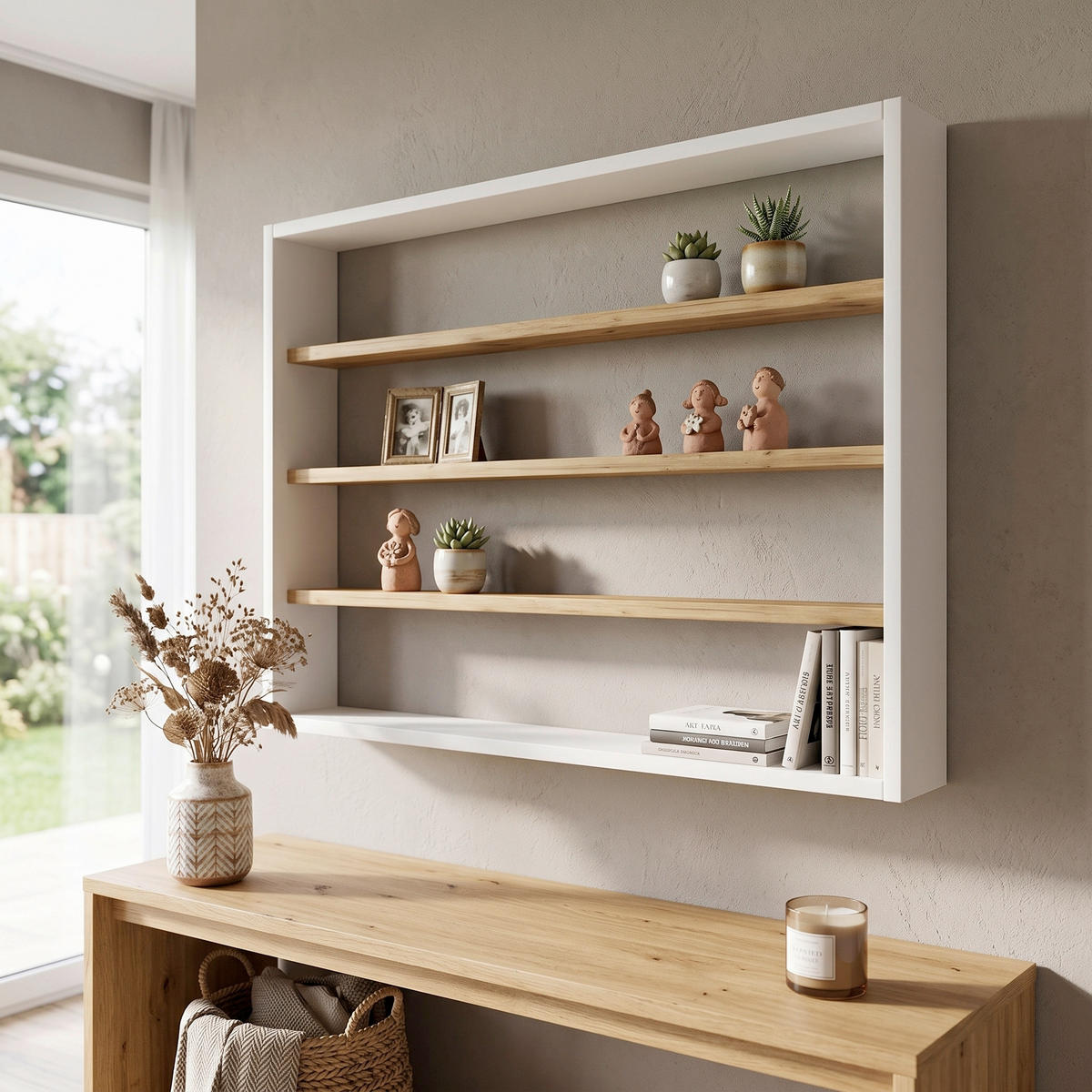 WANDREGAL 80/60/10 cm  - Honigeiche/Weiss, Design, Holzwerkstoff (80/60/10cm) - MID.YOU