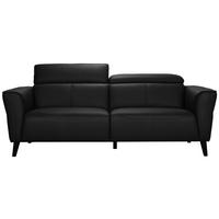 3-SITZER-SOFA Echtleder Schwarz  - Schwarz, KONVENTIONELL, Leder/Holz (212/92,5/96,5cm) - MID.YOU