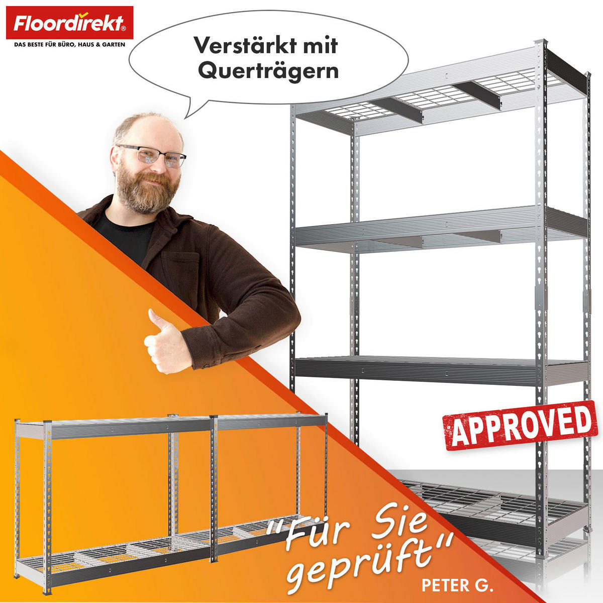 SCHWERLASTREGAL 90/180/45 cm  - Zinkfarben, Basics, Metall (90/180/45cm) - Floordirekt