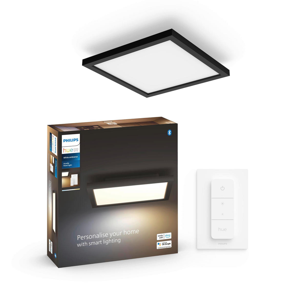 DECKENLEUCHTE 30/30/4,6 cm    - Schwarz, Design, Metall (30/30/4,6cm) - Philips HUE