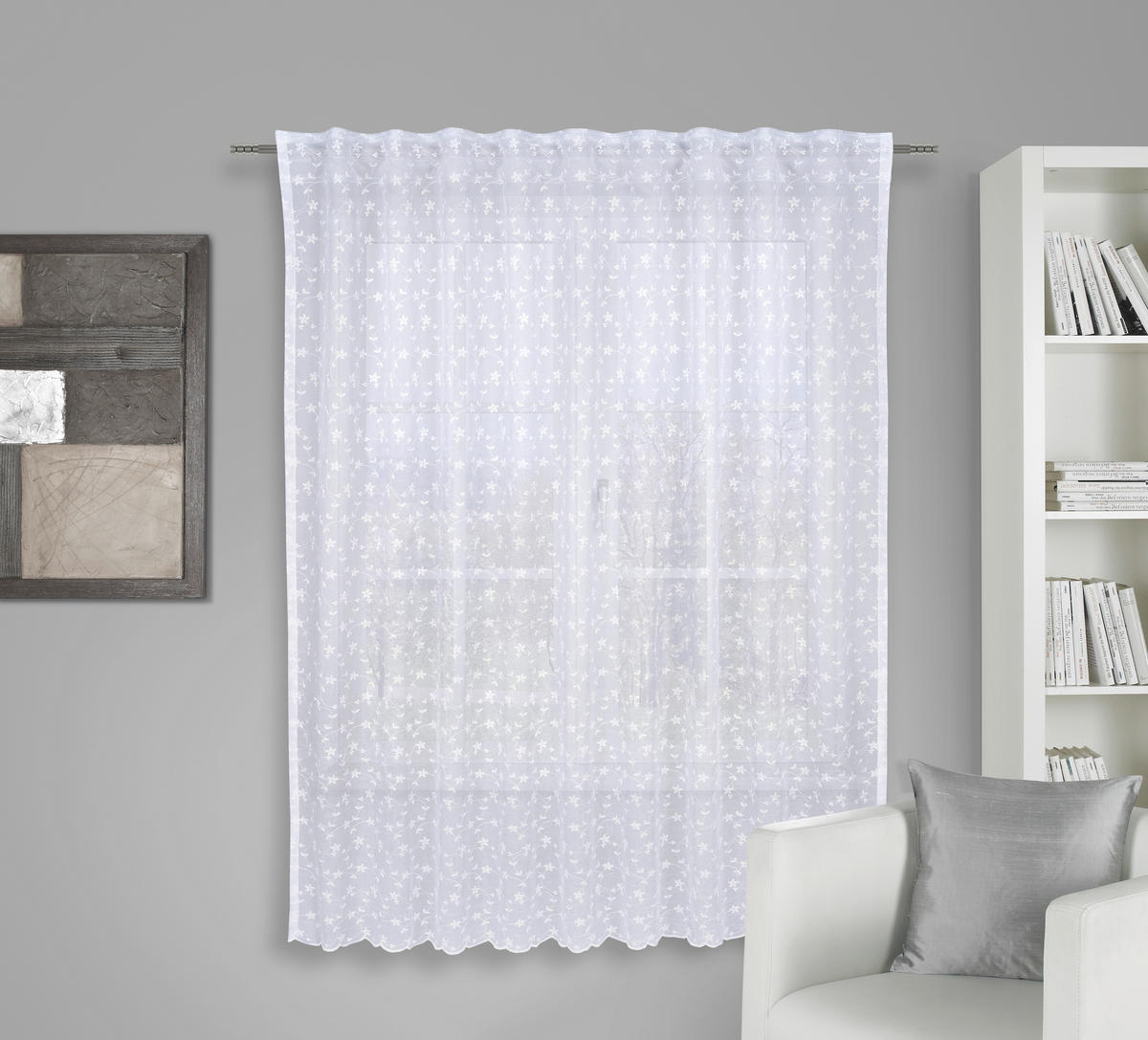 KONČANA ZAVESA  pol prosojno   140/180 cm  - bela, tekstil (140/180cm) - Esposa