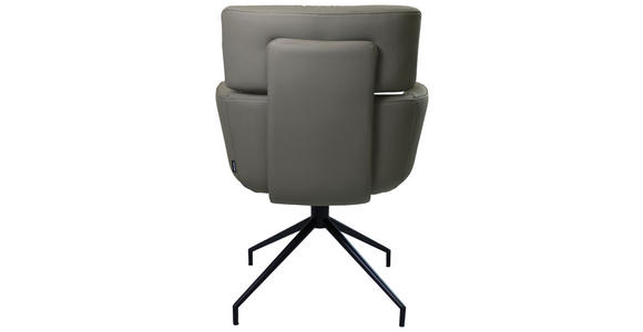 ARMLEHNSTUHL  Lederauswahl, Wippfunktion, Sitzfläche 360° drehbar  Echtleder  - Dunkelgrau/Schwarz, Design, Leder/Metall (62/92/66cm) - Dieter Knoll