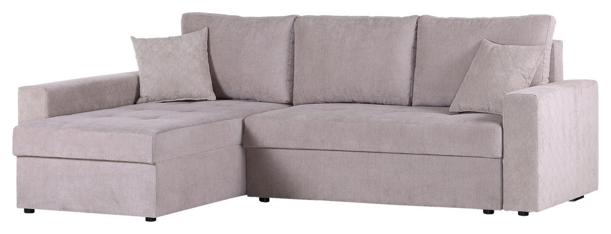 ECKSOFA Hellgrau Flachgewebe  - Rot/Hellgrau, KONVENTIONELL, Kunststoff/Textil (176/243cm) - MID.YOU