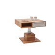 COUCHTISCH in Holz, Glas 82/82/40-72,5 cm - Buchefarben/Weiß, Design, Glas/Holz (82/82/40-72,5cm) - Valnatura