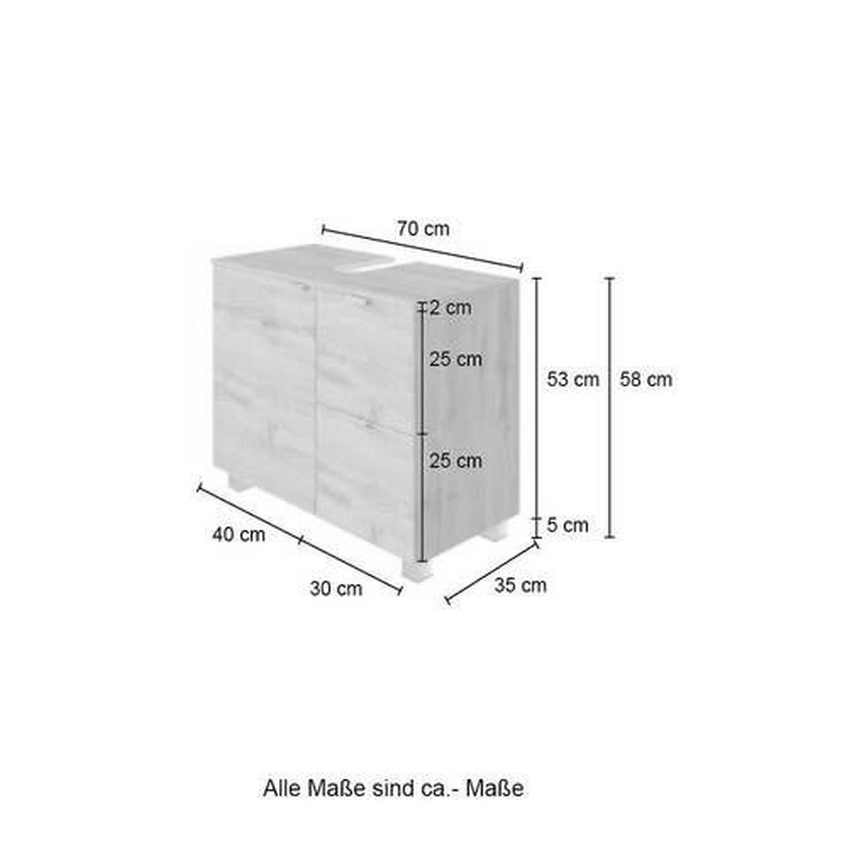 WASCHBECKENUNTERSCHRANK 70/53/35 cm  - Silberfarben/Alufarben, MODERN, Holzwerkstoff (70/53/35cm) - Held