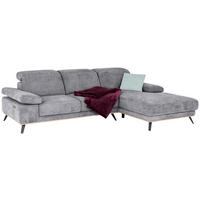 ECKSOFA Struktur Grau  - Schwarz/Grau, Modern, Textil/Metall (283/194cm) - MID.YOU
