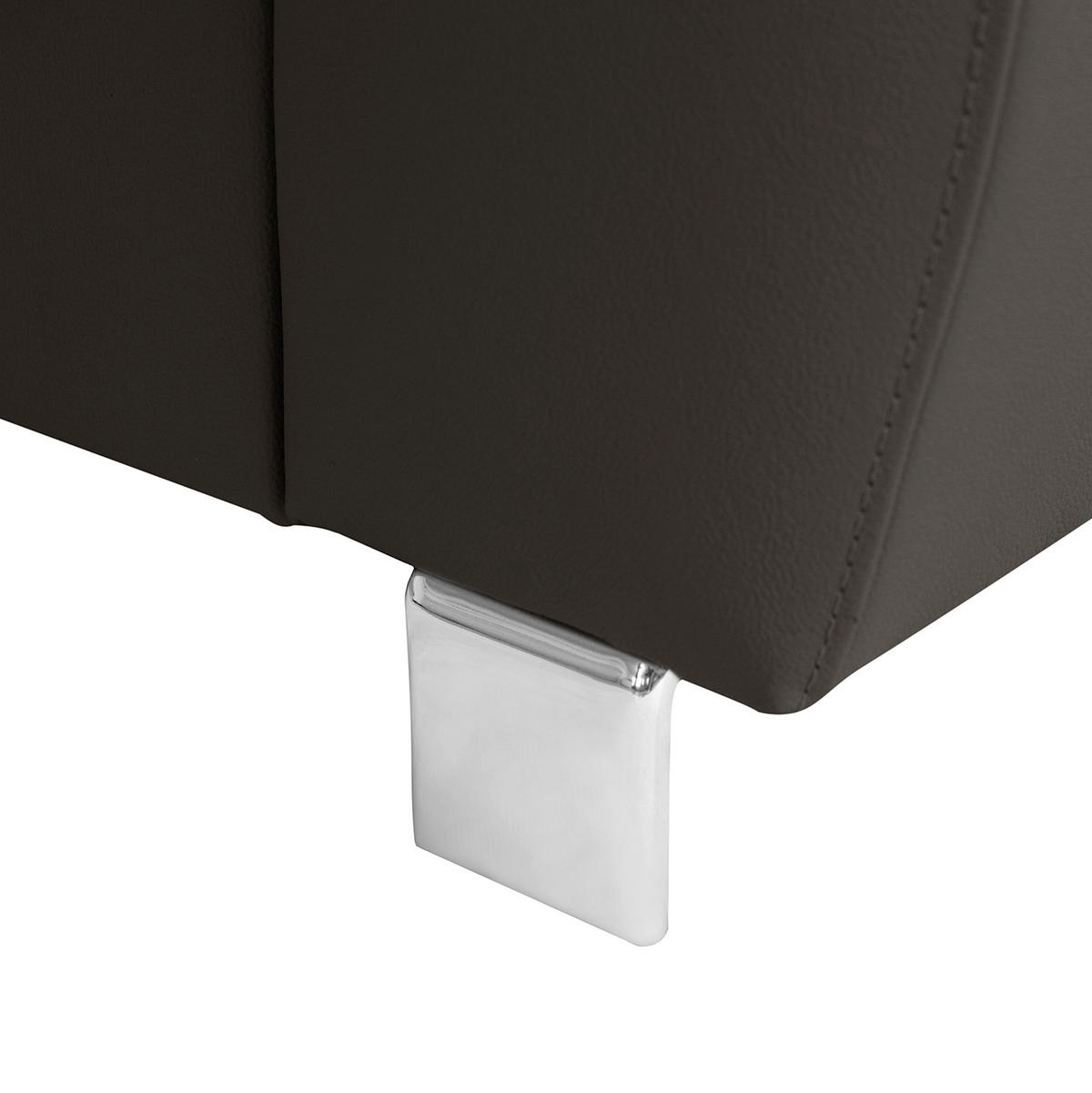 ECKSOFA Dunkelbraun Echtleder Lederlook  - Chromfarben/Dunkelbraun, Design, Leder/Textil (208/248cm) - Livetastic