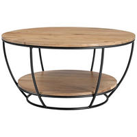 COUCHTISCH Akazie massiv 80/40/80 cm rund Schwarz, Akaziefarben  - Schwarz/Akaziefarben, Design, Holz/Metall (80/40/80cm) - Carryhome
