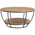 COUCHTISCH Akazie massiv 80/40/80 cm rund Schwarz, Akaziefarben  - Schwarz/Akaziefarben, Design, Holz/Metall (80/40/80cm) - Carryhome