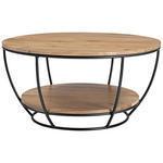 COUCHTISCH Akazie massiv 80/40/80 cm rund Schwarz, Akaziefarben  - Schwarz/Akaziefarben, Design, Holz/Metall (80/40/80cm) - Carryhome
