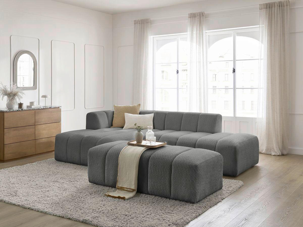 ECKSOFA  ANNECY Dunkelgrau Bouclé  - Dunkelgrau/Schwarz, MODERN, Kunststoff/Textil (170/262cm)
